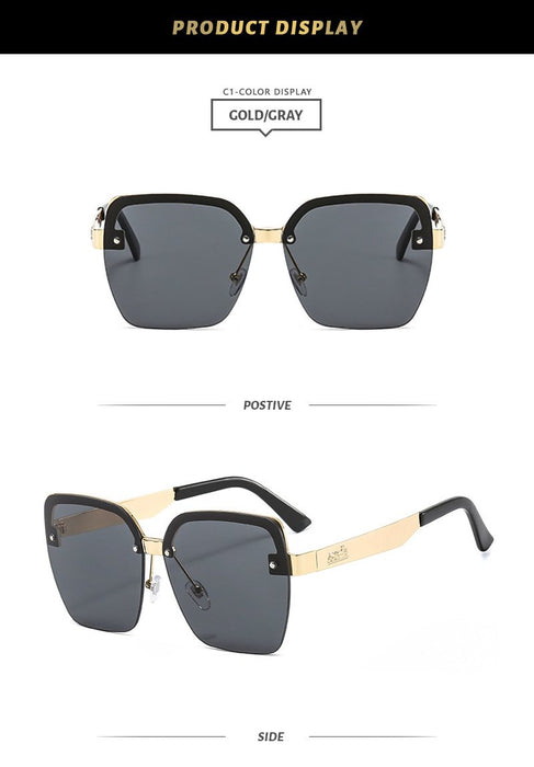 Metal ocean color half frame sunglasses
