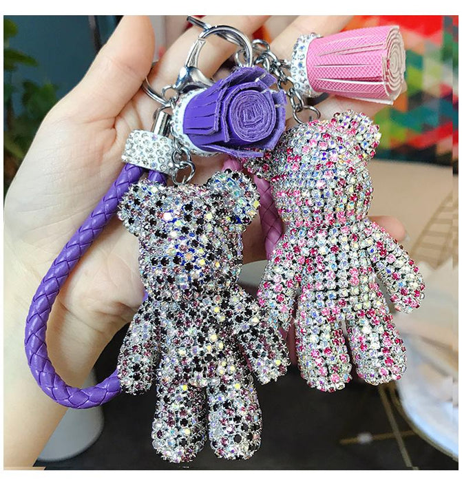 Cute Tassel Bear Keychain Car Key Pendant Bag Pendant