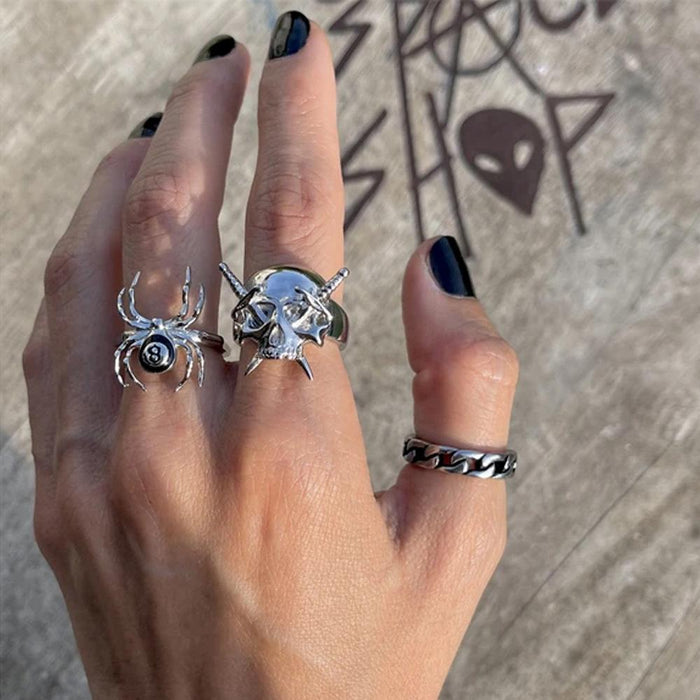 Gothic Punk Heart Grog Skull Rings