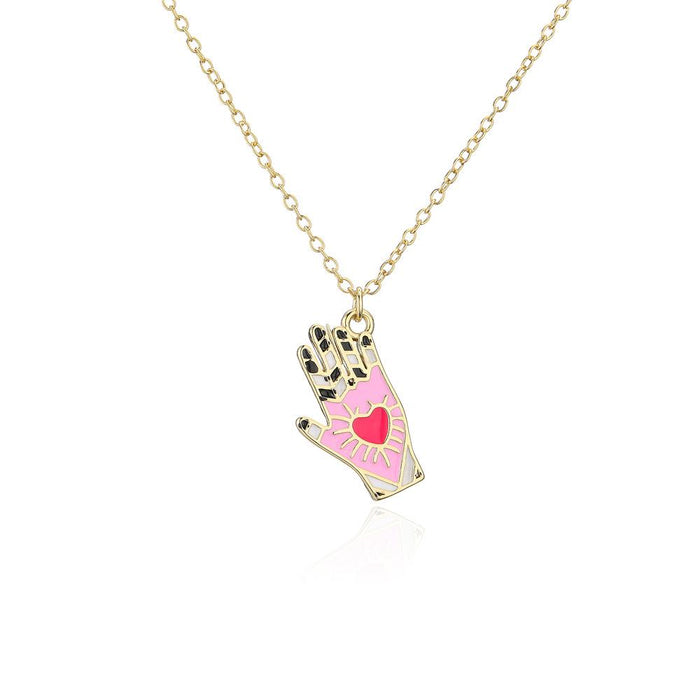 New Fashion Niche Palm Shape Gold Color Pendant Necklace