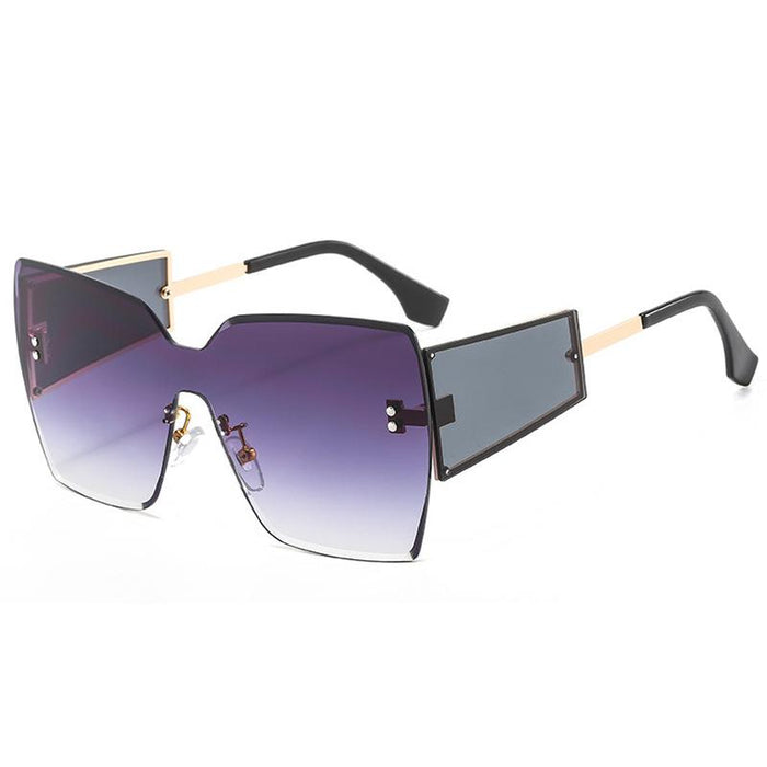 Large frame frameless one-piece men's and women's Sunglasses