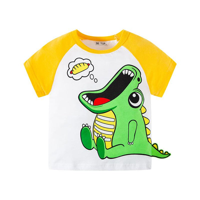 Boys' short sleeved T-shirt sleeved Korean cartoon dinosaur