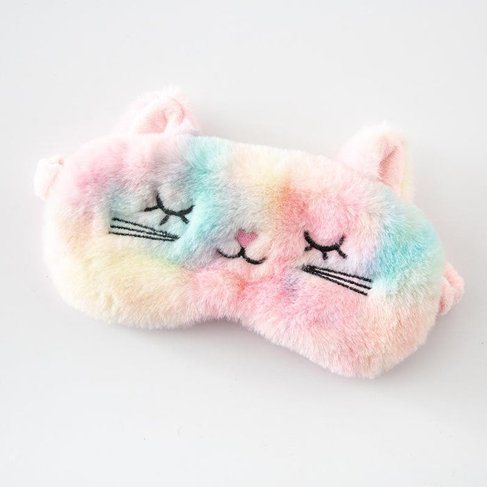 Cartoon Colorful Rabbit Cat Sleep Shading Plush Blindfold