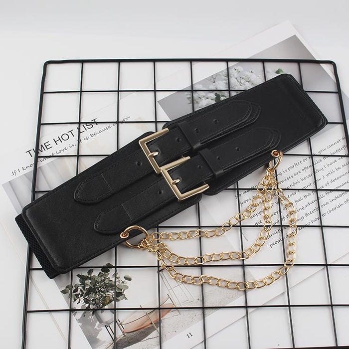 Fashion Decorative Women's Wide Belt with Chain
