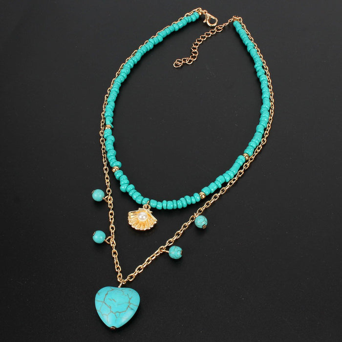Female Jewelry Personality Love Pendant Pine Stone Necklace Accessories