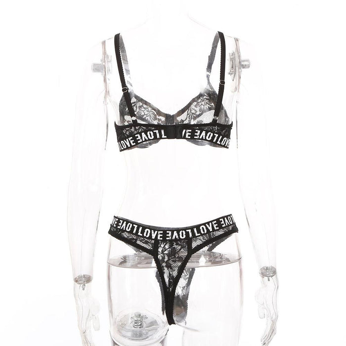 Women's Lace Alphabet Underwear Sexy Lingerie Set