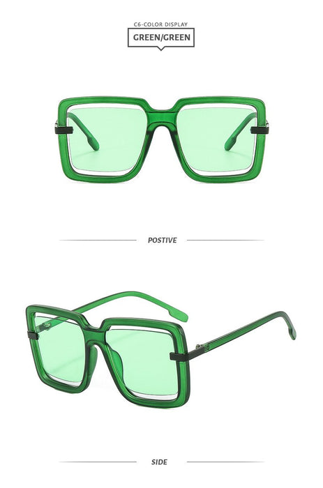 Hollow out large frame sunglasses