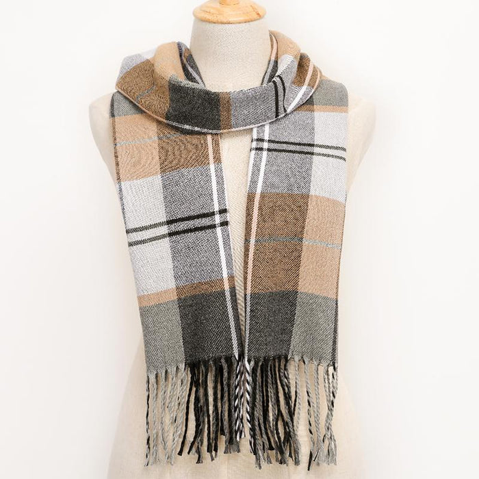 Winter Tassel Lattice Warm Scarves