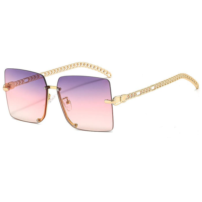 Sunglasses Women's square metal half frame sunglasses