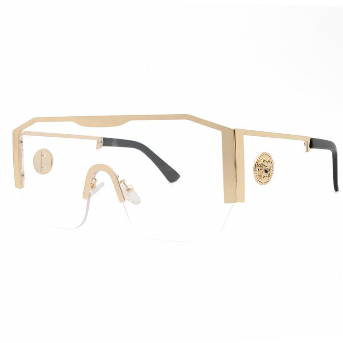 Large frame one piece metal men's and women's Sunglasses