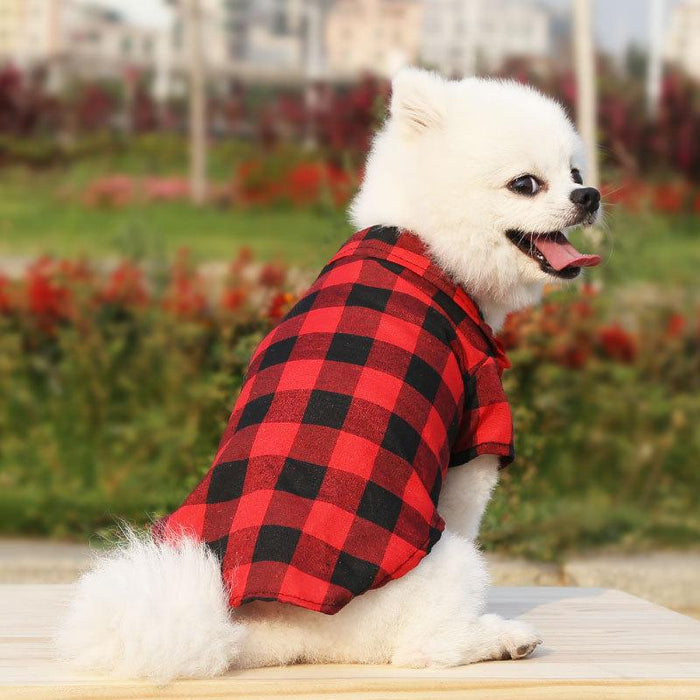 Plaid Striped Shirt Set Puppy Jacket