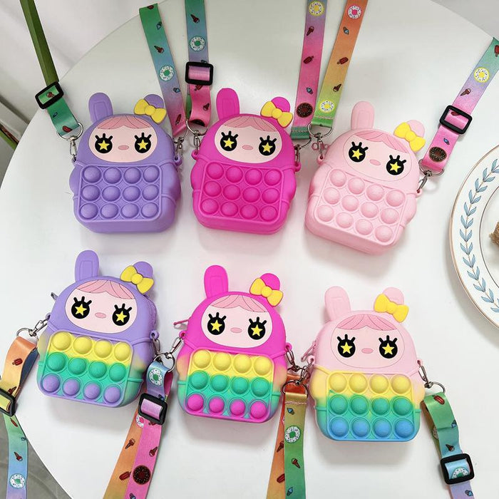 Small bag student with rope silicone toy