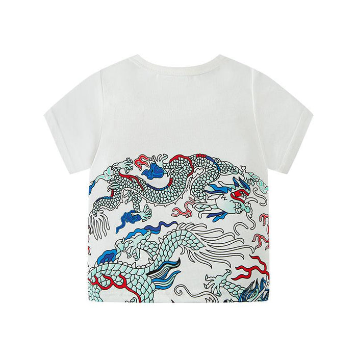 Children's short sleeved T-shirt Dragon Robe auspicious pattern boys' top