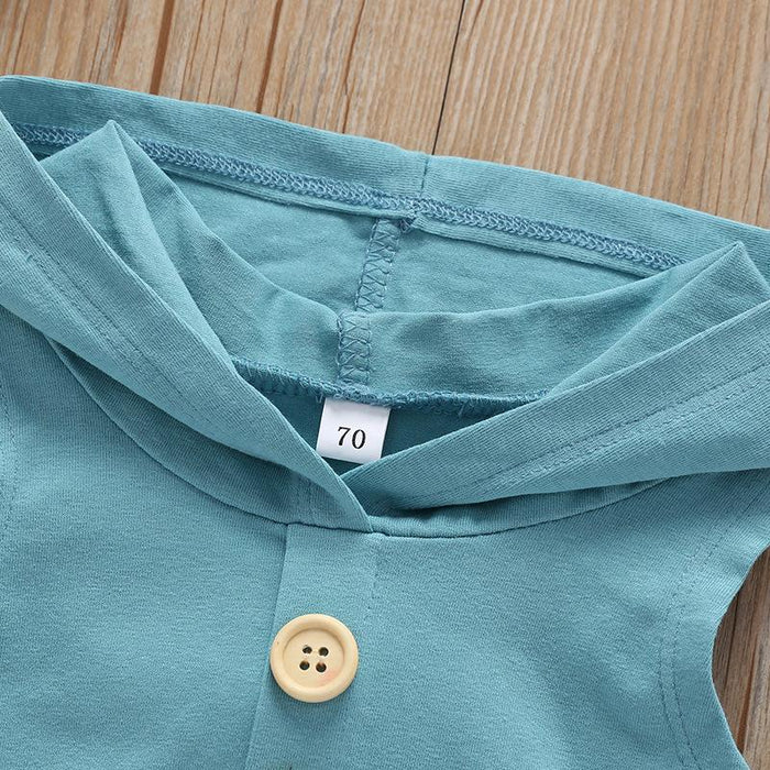 Summer Baby Hooded Jumpsuit Sleeveless Solid Color Bodysuit