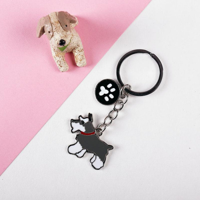 Multicolor Pet Dog Painted Zinc Alloy Keychain