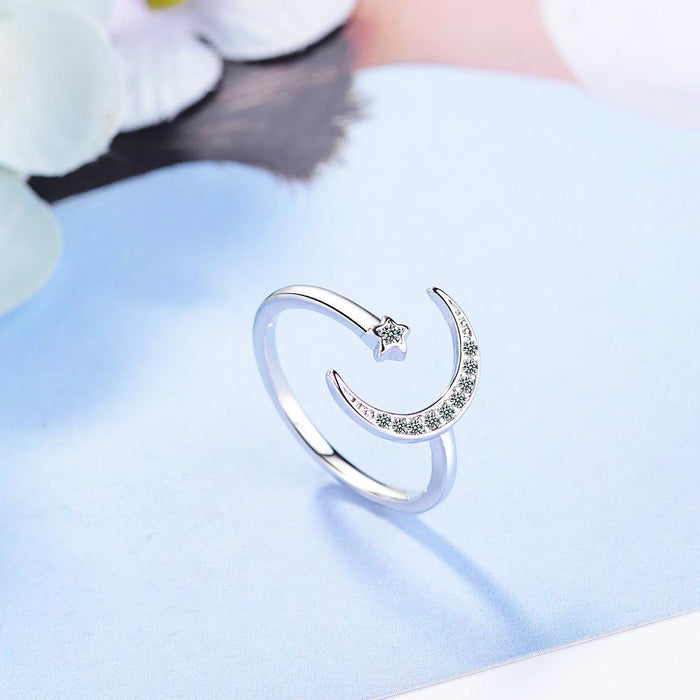 New Simple Hollow Moon Star Open Ring
