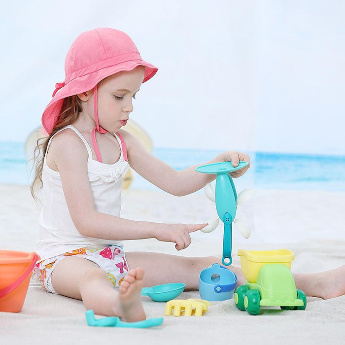 Thin Rose Red Ruffled Outdoor Sunscreen Children's Shawl Hat