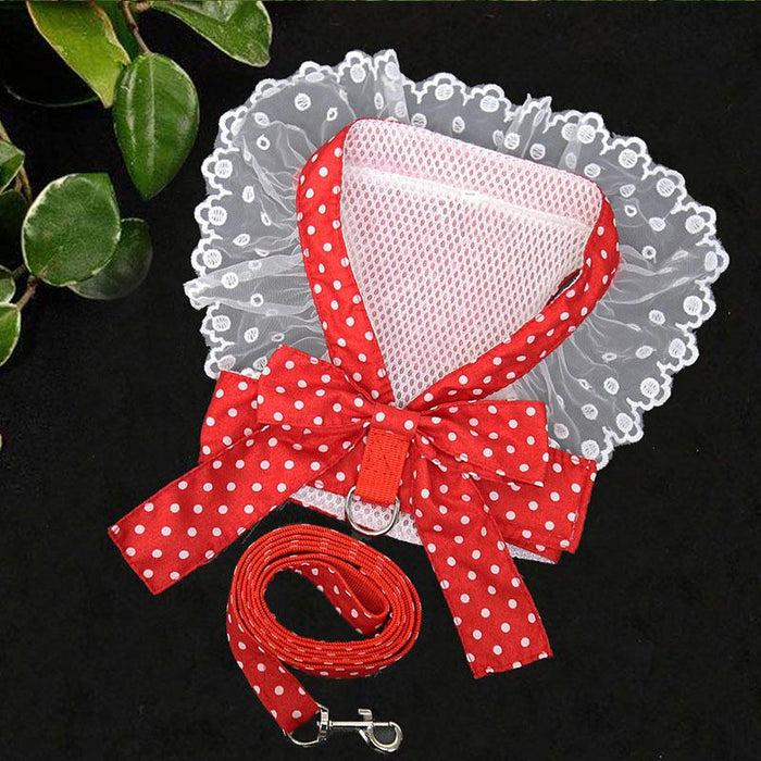 Cute Bow-knot Small Dog Harness Vest Leash Suit Pet Accessories