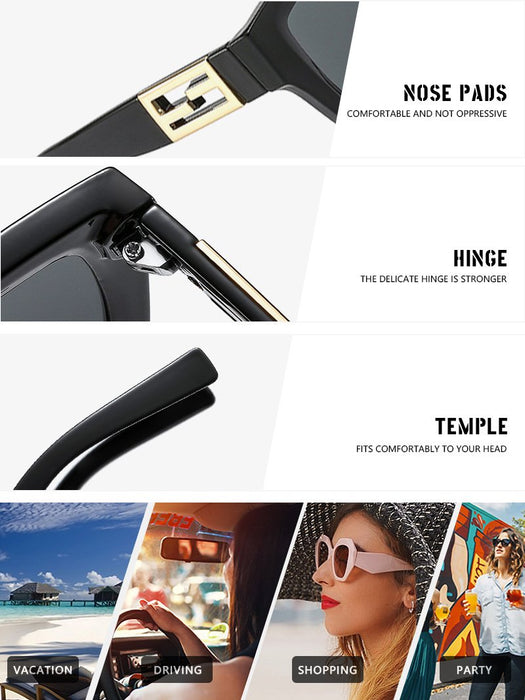 Metal square personalized stripe Sunglasses