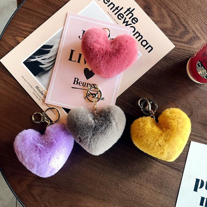 Love Wool Ball Metal Key Chain Car Pendant Women's Bag Pendant