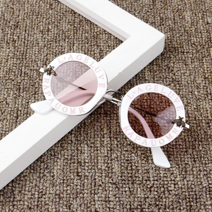Children's letters Sunglasses round frame Retro