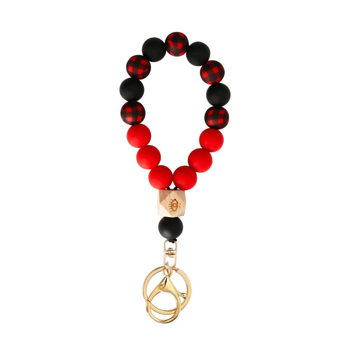 New Wooden Bead Silicone Bracelet Key Chain