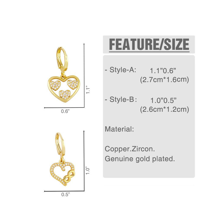 Personality Temperament Love Zircon Earrings