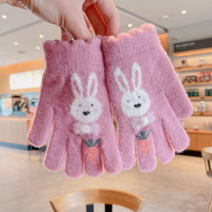 Winter Baby Sweet Cartoon Knitted Yarn Keep Warm Gloves