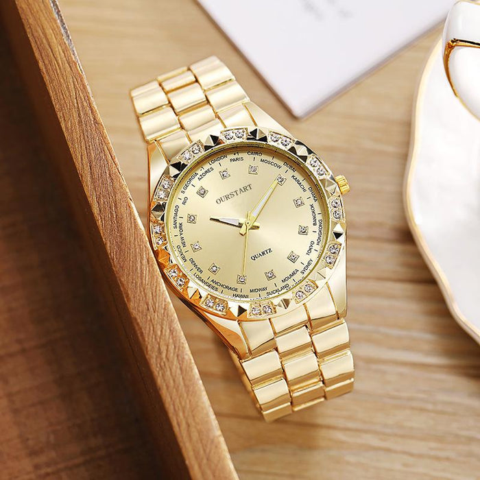 Business Fashion Casual Men's Watch Steel Band Gold Watch