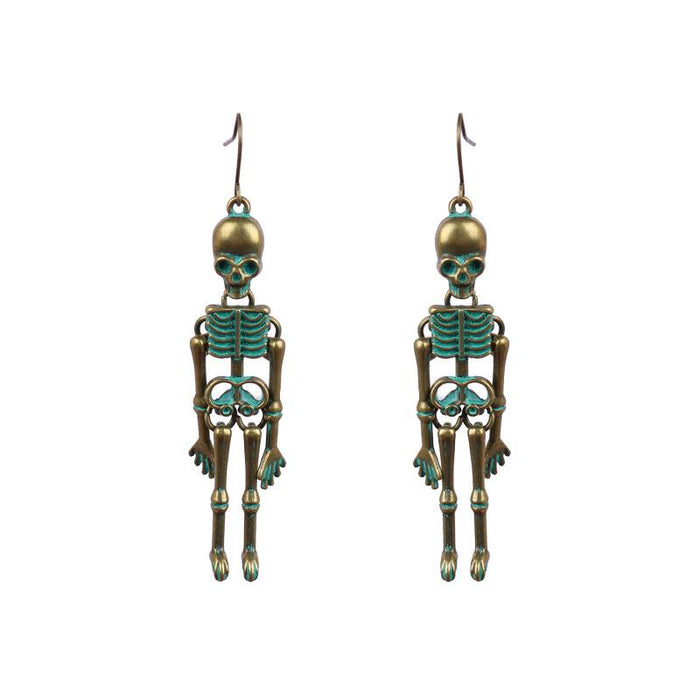 Retro Punk Skull Human Skeleton Earrings