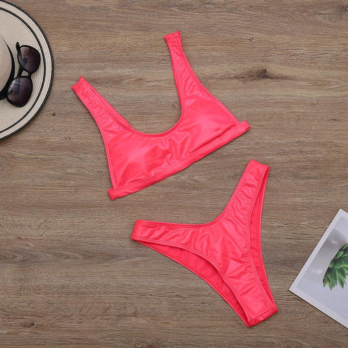 Sexy PU Material Tight Split Bikini