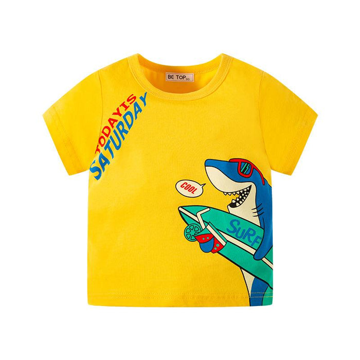 Children's short sleeve T-shirt shark Print Cotton