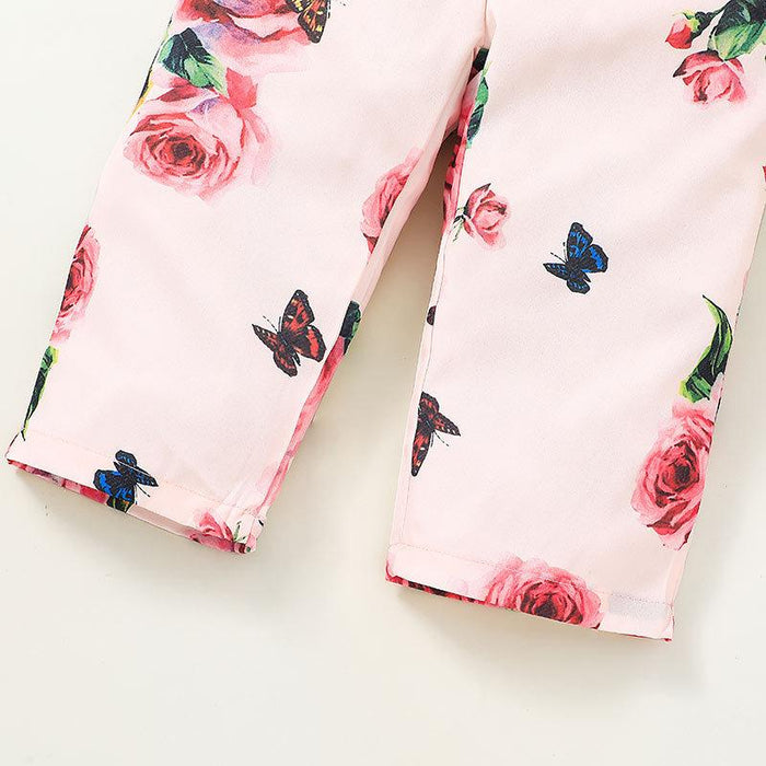 Baby Girls Printed Pink Long Sleeved Jumpsuit