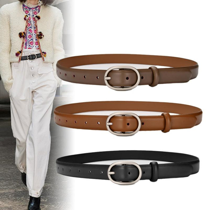 Casual and Versatile Jeans with Decorative Thin Belt