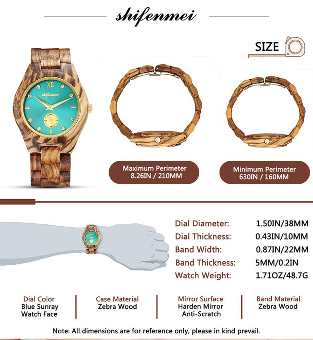 New Multifunctional Advanced Green Wood Quartz Watch