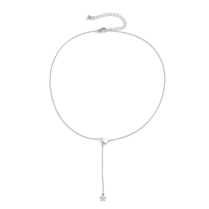 Simple Love Star Pendant Thin Chain Personalized Necklace with Love Ring