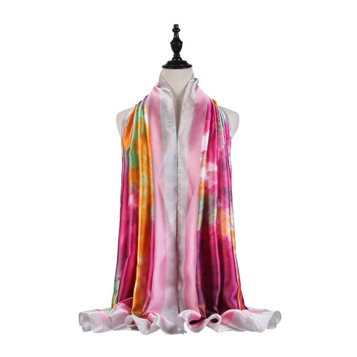 Tie Dyed and Printed New Satin Scarf Sunscreen Shawl