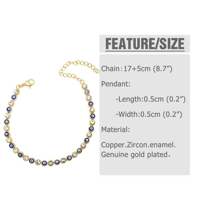 Fashion Zircon Oil Dripping Devil's Eye Bracelet