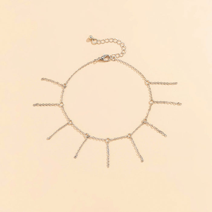 Simple Tassel Ring Hollow Single Foot Chain