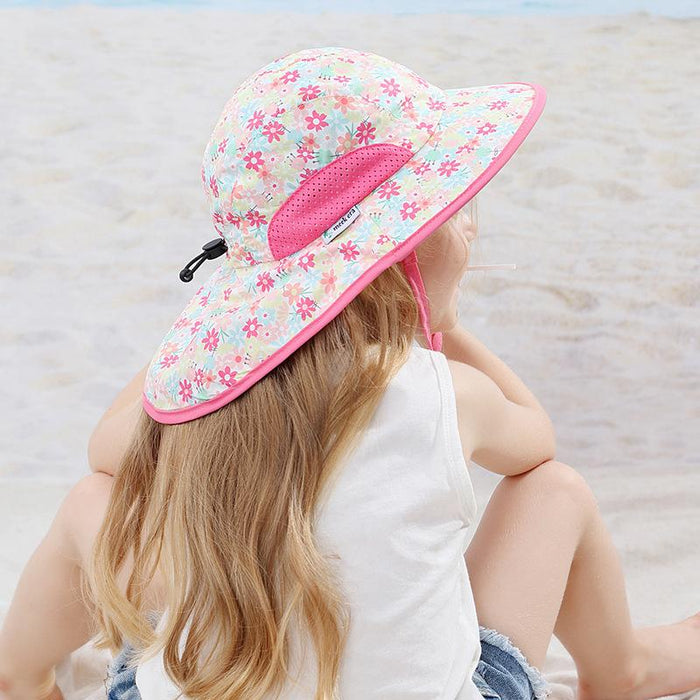 Summer Children Pink Floral UPF50 + Sunscreen Fisherman Hat