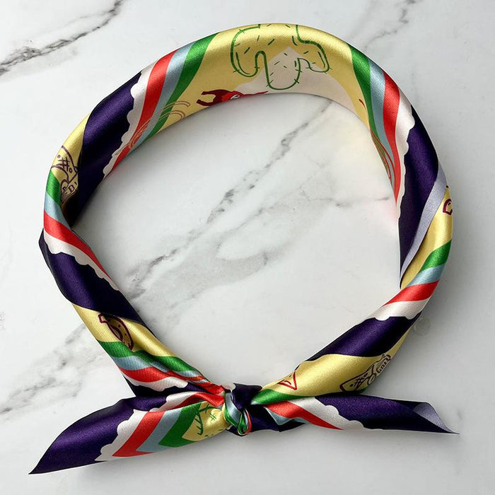 Women's Western Denim Element Square Scarf 52cm Printed Scarf