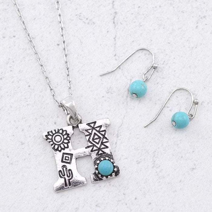 Turquoise Initial Leatters Necklace