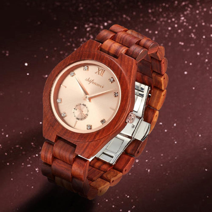 New Multifunctional Advanced Green Wood Quartz Watch