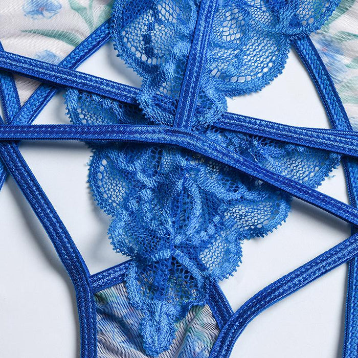 Women's Mesh Floral Stitching Underwear Sexy Lingerie Set