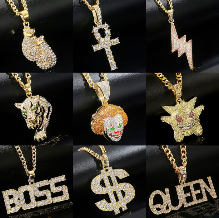 Punk Hip-hop Letter Full Diamond Necklace
