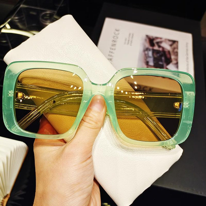 Multicolor Large Square Plain Retro Sunglasses