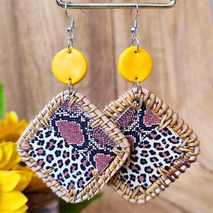 New Fashion Printed Zebra Print Women's Wooden Earrings