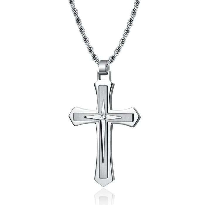 Trendy Titanium Steel Men's Stainless Cross Necklace Pendant