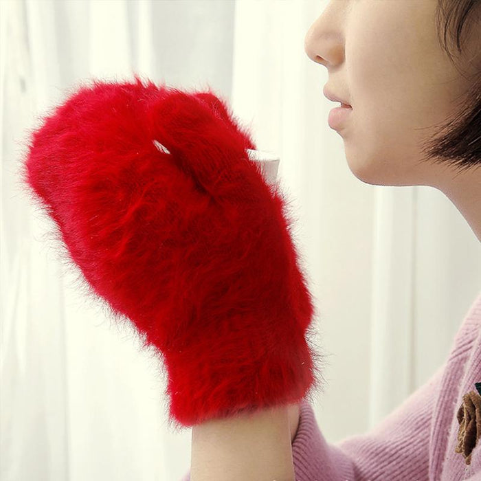Female Elastic Full Fingers Gloves Cute Rabbit
