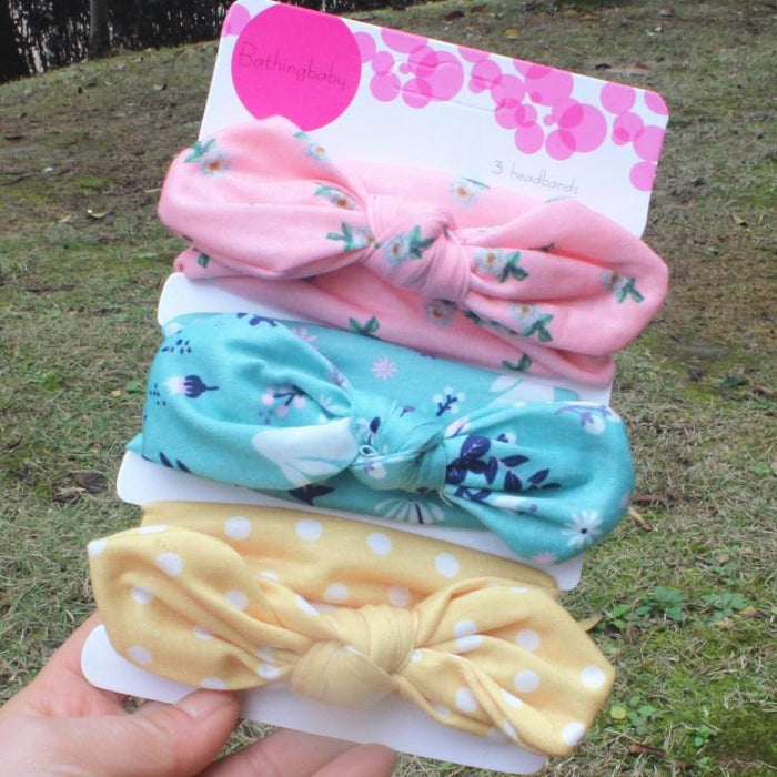 Children's Three Piece Printed Butterfly Hair Band Rabbit Ear Headdress